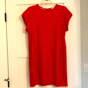 Orange lace short-sleeve dress